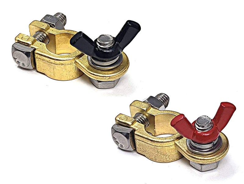 WindyNation 5 Pairs Brass Marine Grade Battery Terminal Top Post for Boat Car RV (Military Spec. B-12128C) - Image 1